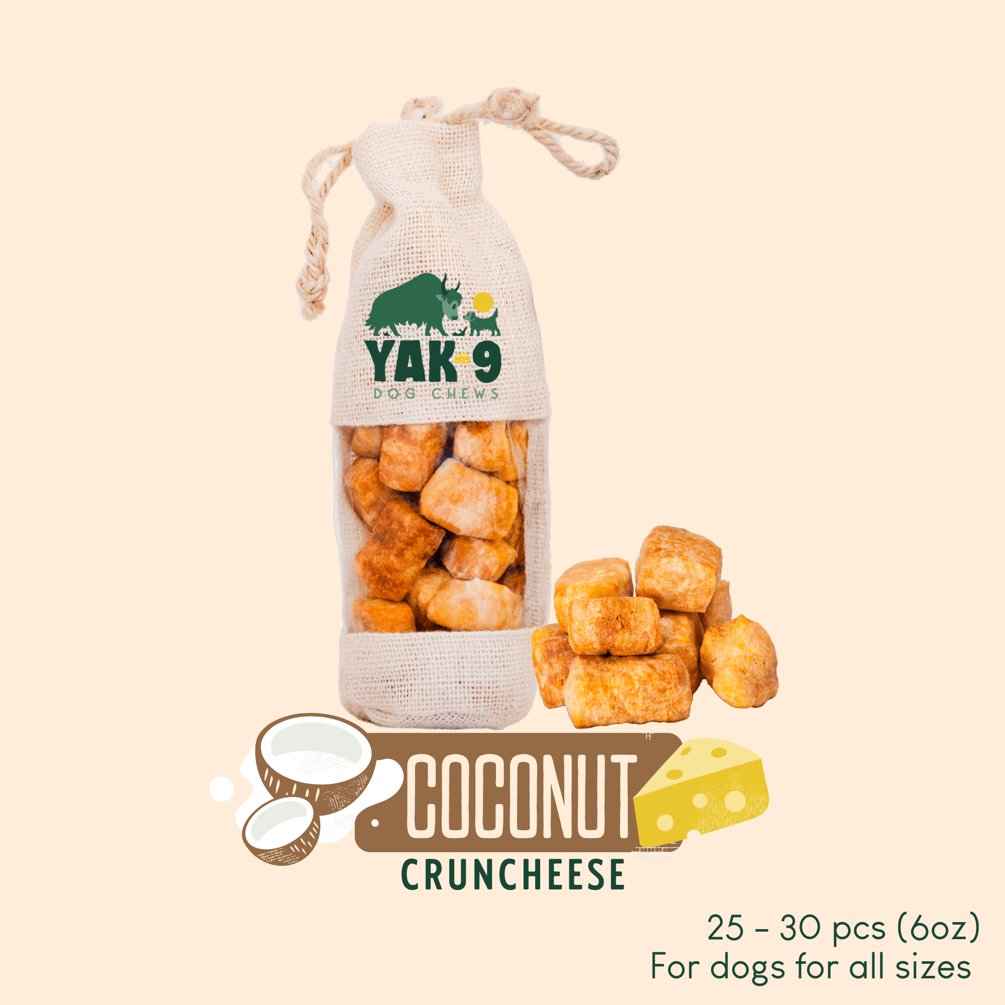 CrunCheese Yak Cheese Treats for Dogs - 6 oz - The Good Boy Bureau