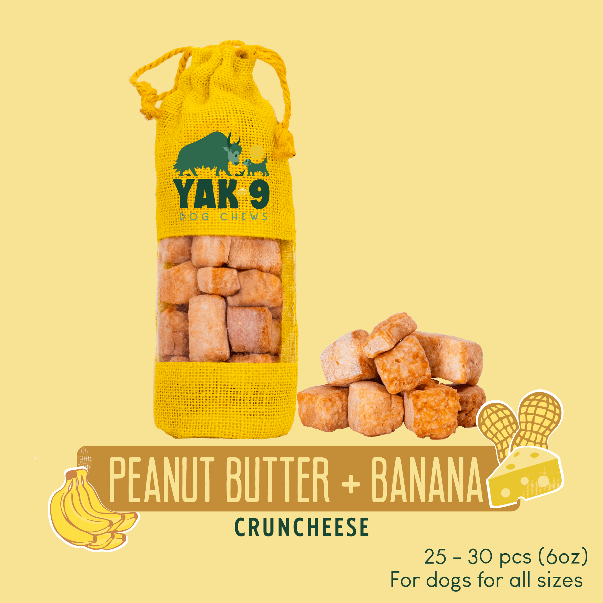 CrunCheese Yak Cheese Treats for Dogs - 6 oz - The Good Boy Bureau