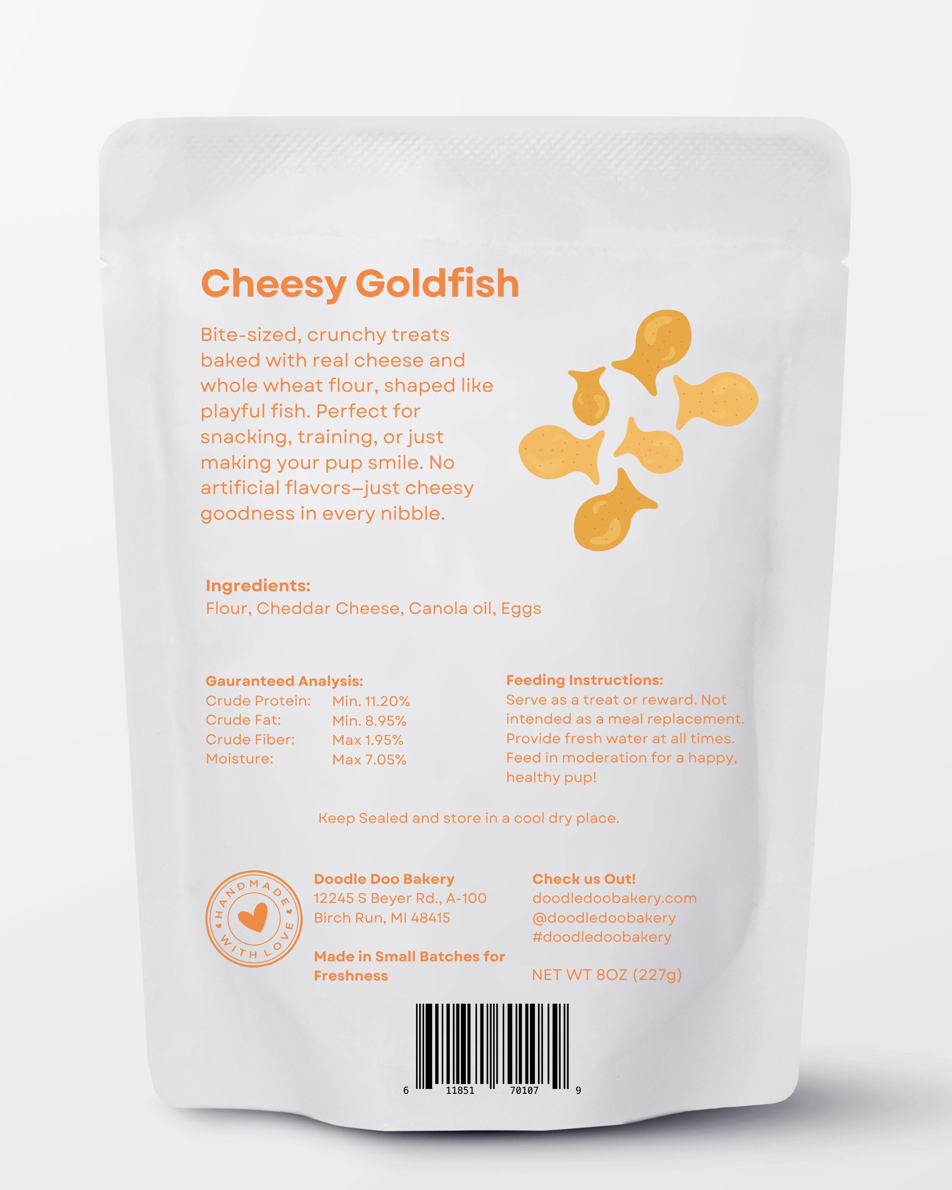 Homemade Dog Treats - Cheesy Goldfish 1/2lb 🐶 - The Good Boy Bureau