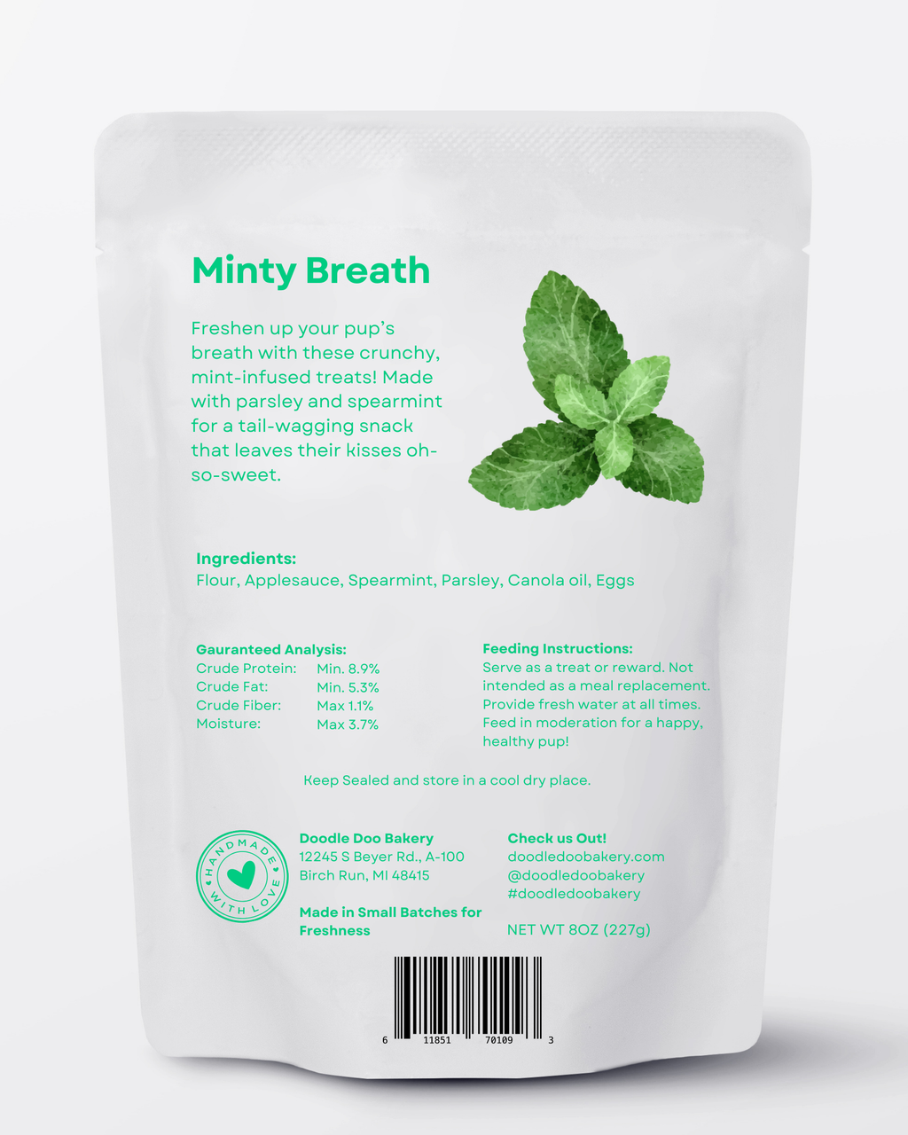 🍃Homemade Dog Treats - Minty Breath Blend Dog Snacks 1/2lb. - The Good Boy Bureau