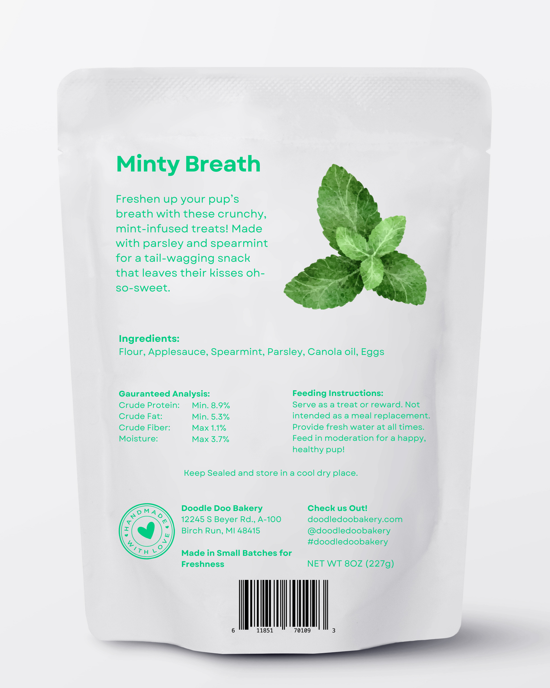🍃Homemade Dog Treats - Minty Breath Blend Dog Snacks 1/2lb. - The Good Boy Bureau