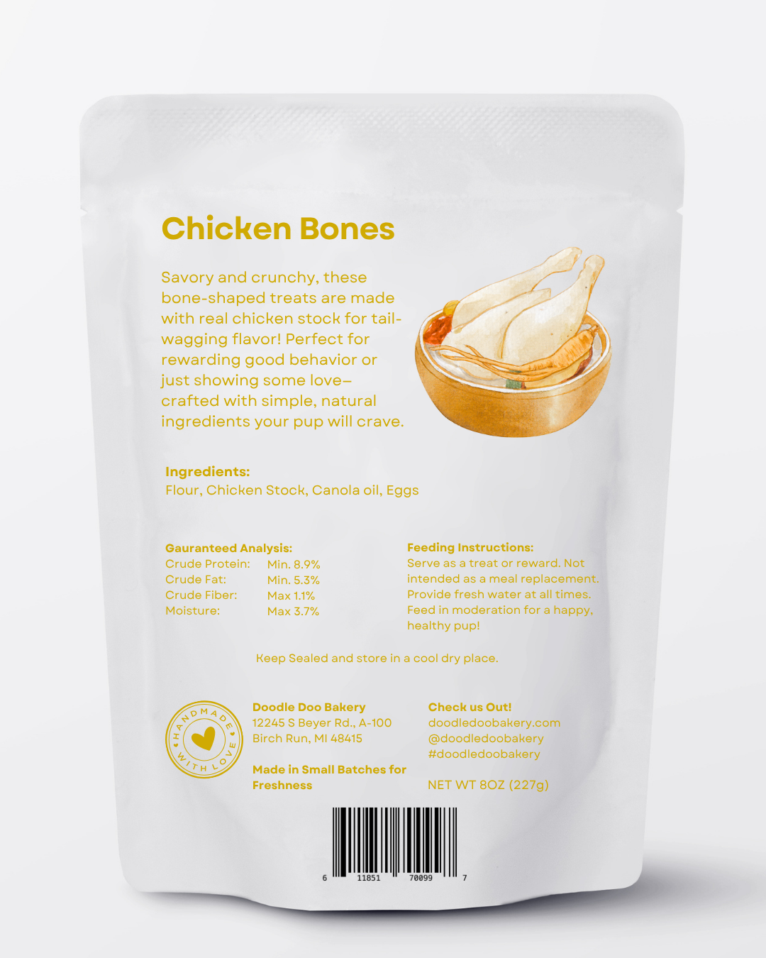 🍗Homemade Dog Treats - Chicken Treat 1/2lb - The Good Boy Bureau